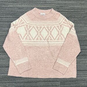 For The Republic Wool Blend Blush Combo Fair Isle Geometric Sweater in Large